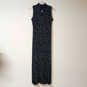 Vintage 90s stretch high neck sleeveless dress